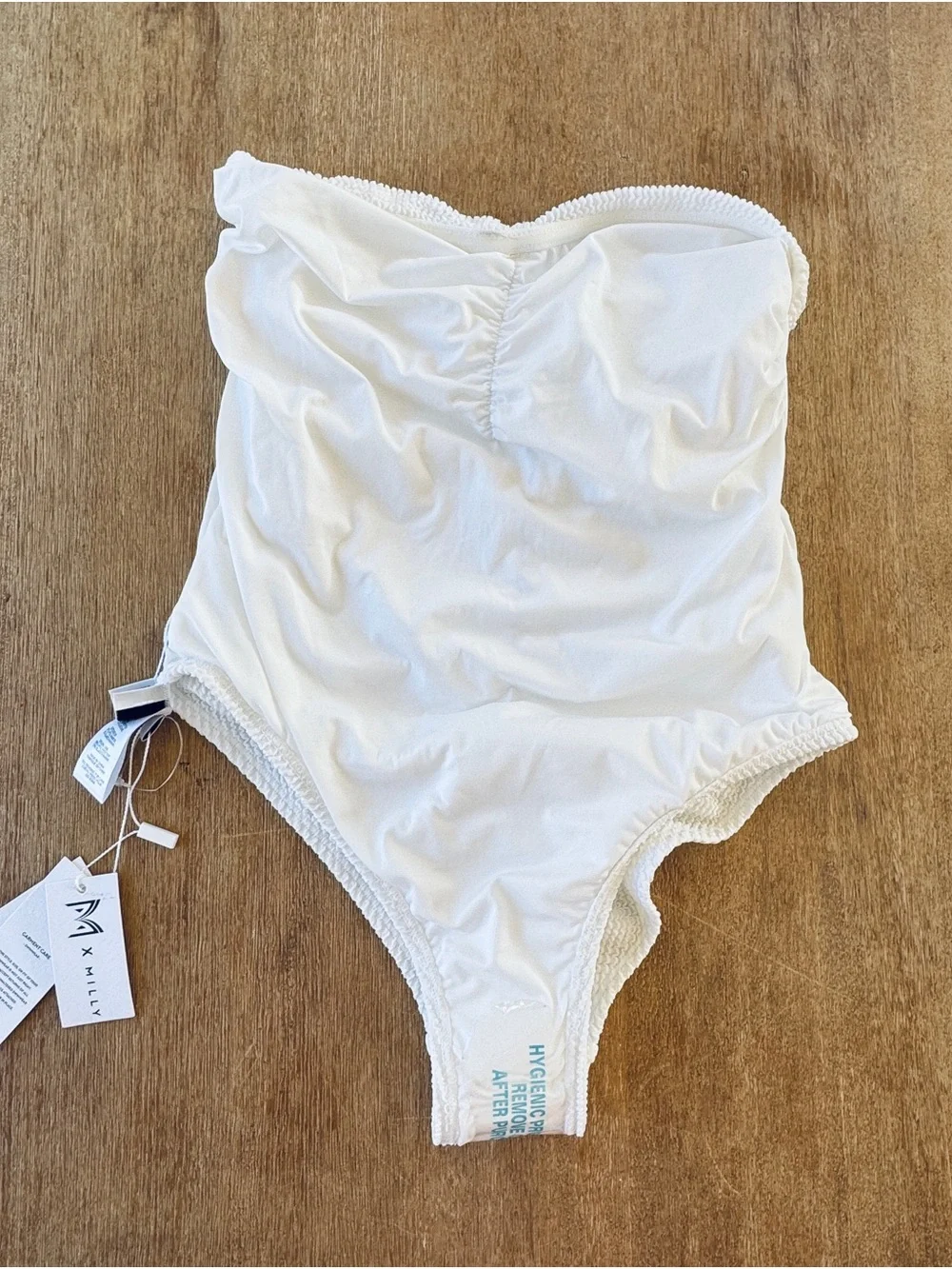 MILLY Textured Ruched One Piece Swimsuit.  New with tahs